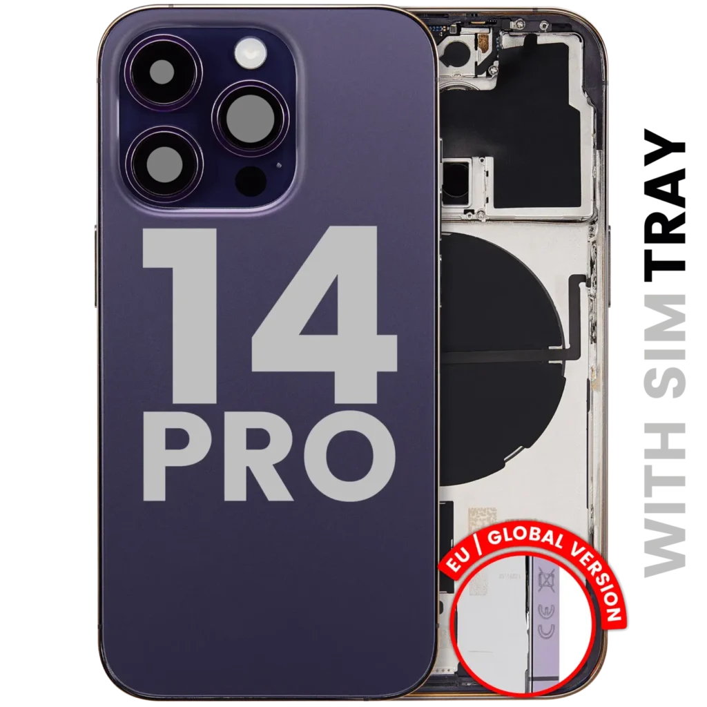 Back Housing W/ Small Parts For iPhone 14 Pro (EU / Global Version) (Used OEM Pull: Grade B) (Deep Purple)
