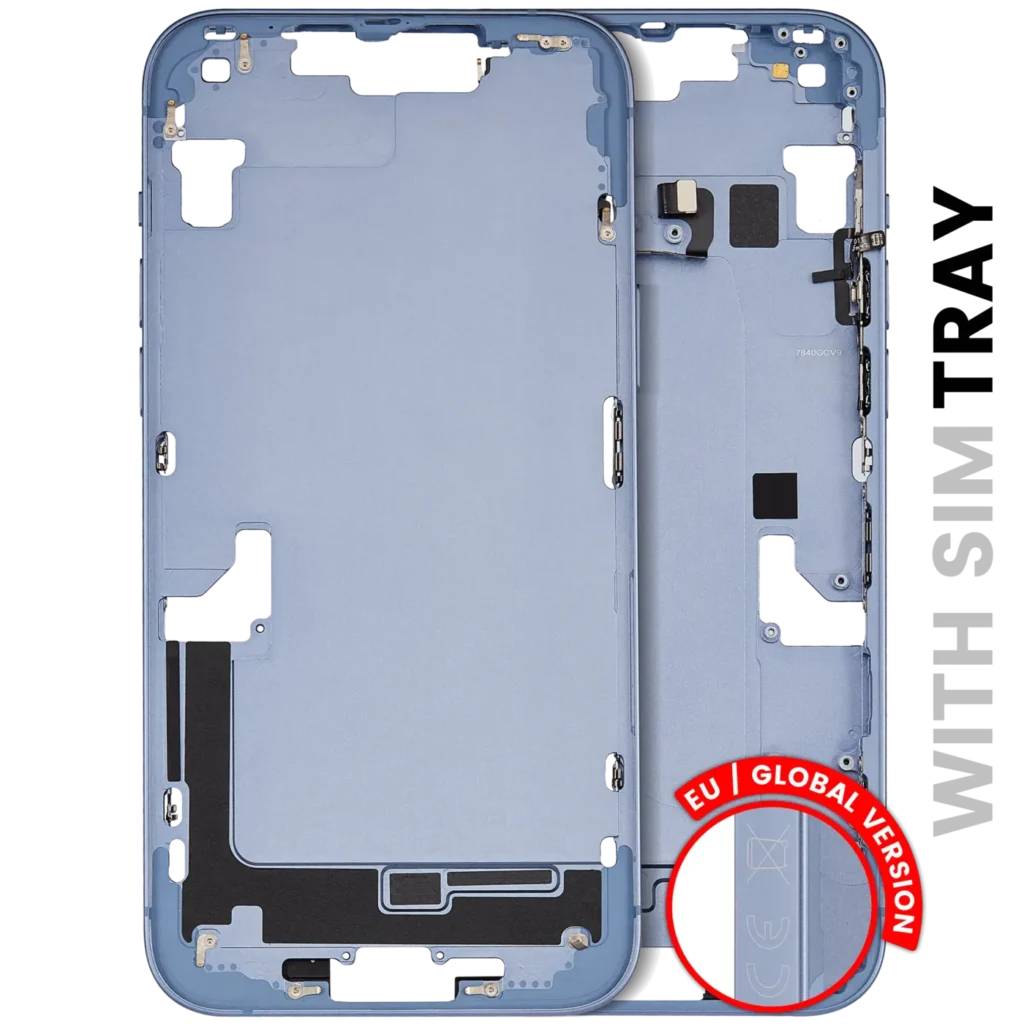 Mid-Frame Housing W/ Small Parts For iPhone 14 Plus (EU / Global Version) (Used OEM Pull: Grade C) (Blue)