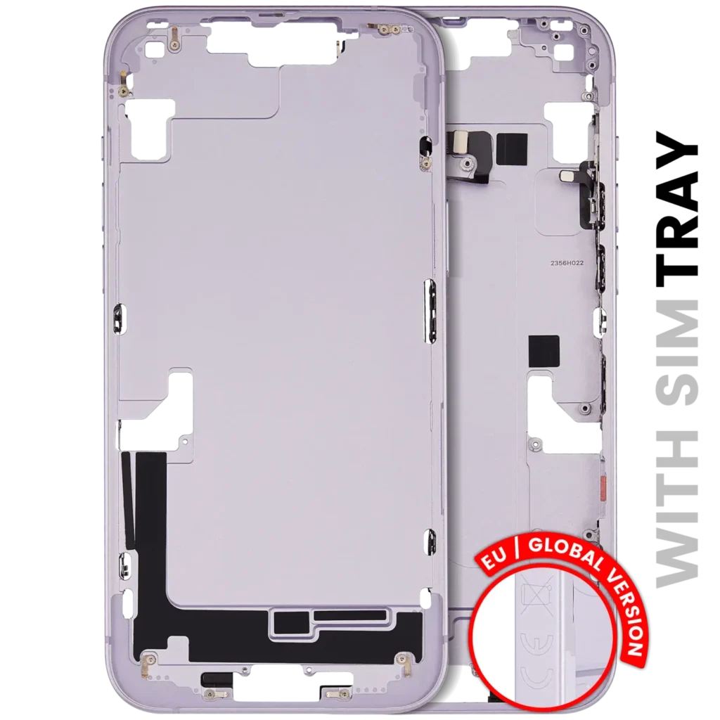 Mid-Frame Housing W/ Small Parts For iPhone 14 Plus (EU / Global Version) (Used OEM Pull: Grade C) (Purple)