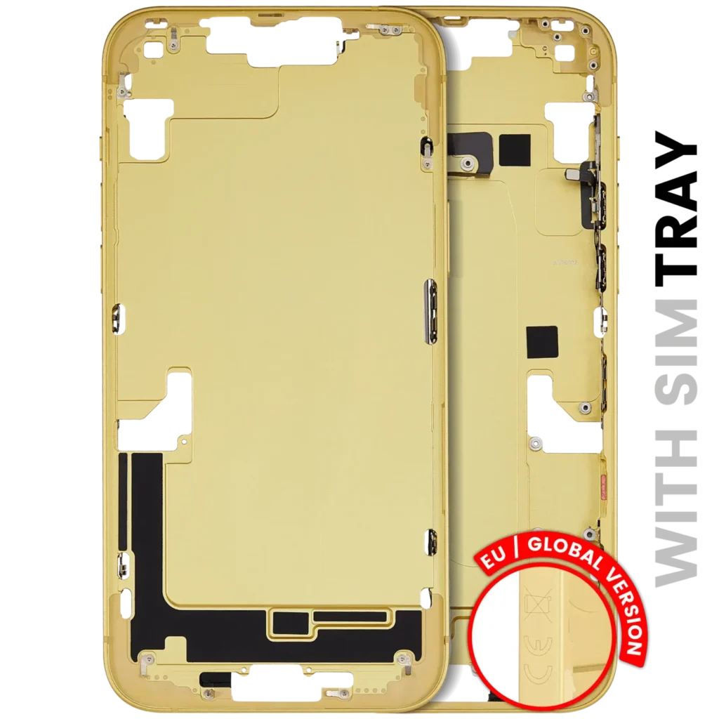 Mid-Frame Housing W/ Small Parts For iPhone 14 Plus (EU / Global Version) (Used OEM Pull: Grade C) (Yellow)