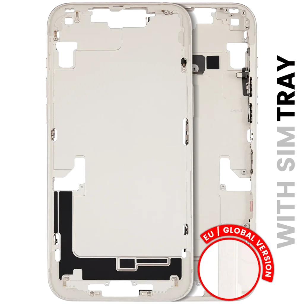 Mid-Frame Housing W/ Small Parts For iPhone 14 Plus (EU / Global Version) (Used OEM Pull: Grade B) (Starlight)