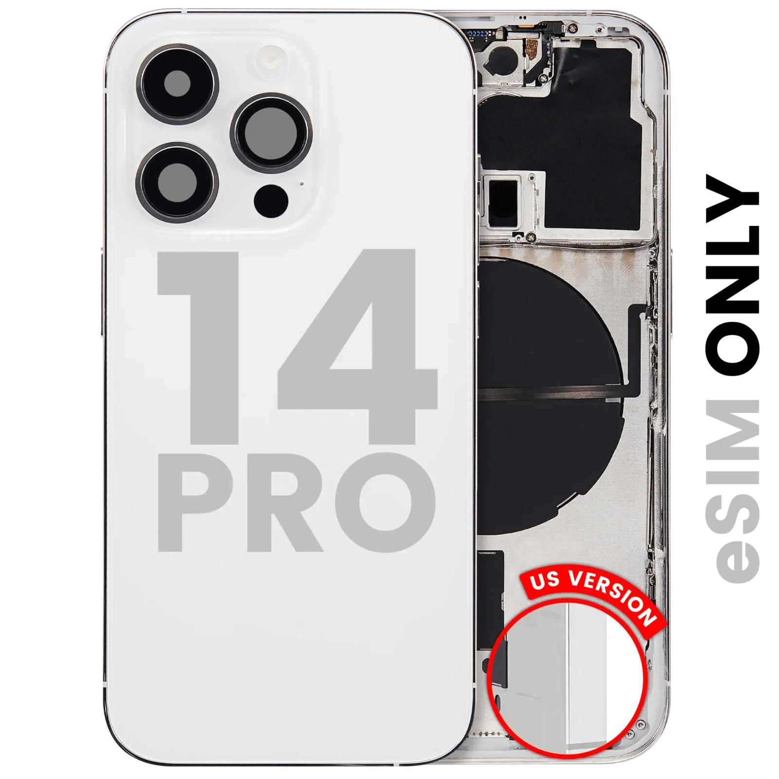 Back Housing W/ Small Parts For iPhone 14 Pro (US Version) (Used OEM Pull: Grade B) (Silver)