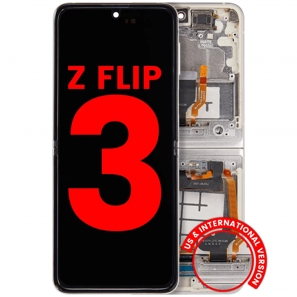 Inner OLED Assembly With Frame Compatible For Samsung Galaxy Z Flip 3 5G (F711) (US & International) (Aftermarket Plus) (Cream)