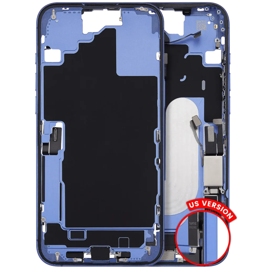 Mid-Frame Housing W/ Charging Port Flex & Small Parts For iPhone 16 Plus (US Version) (Used OEM Pull: Grade A) (Ultramarine)