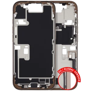 Mid-Frame Housing W/ Charging Port Flex & Small Parts For iPhone 16 Pro (EU / Global Version) (Used OEM Pull: Grade B) (Desert Titanium)