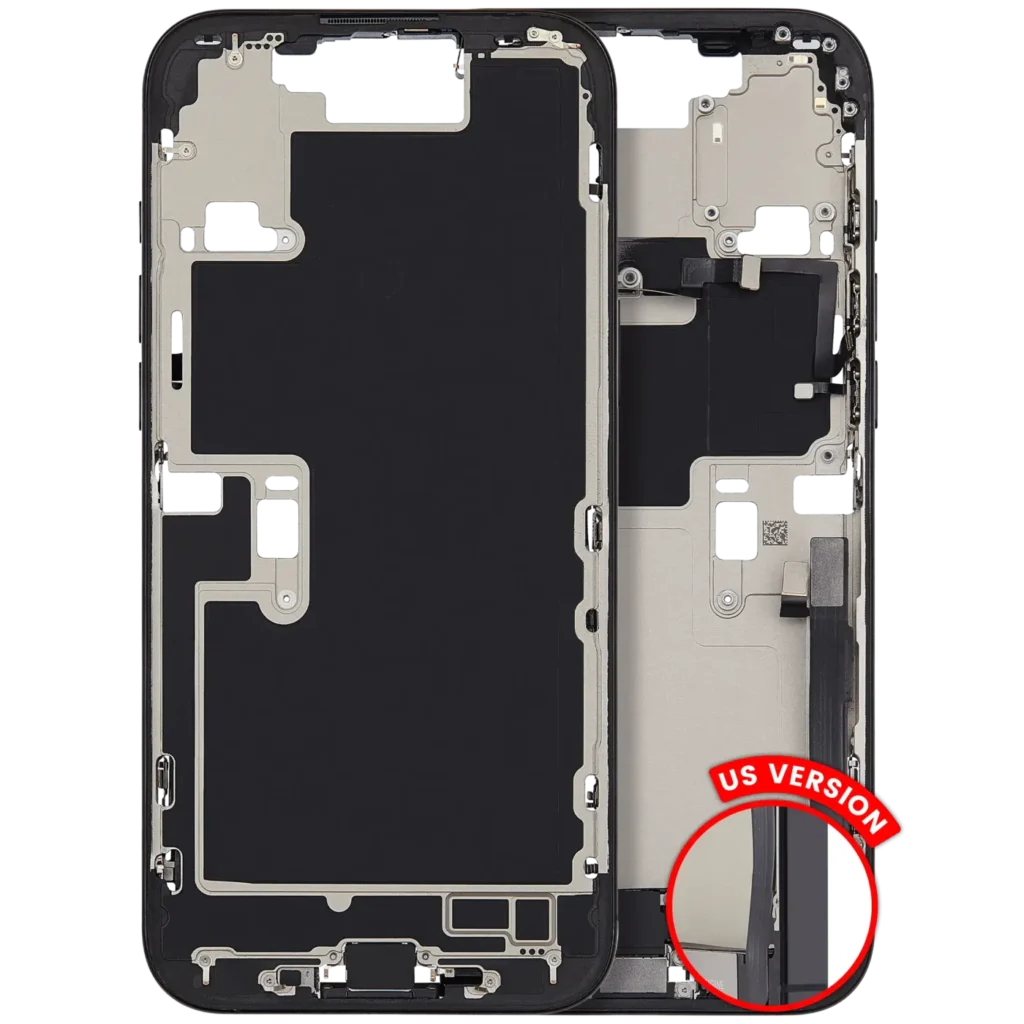 Mid-Frame Housing W/ Charging Port Flex & Small Parts For iPhone 16 Pro Max (US Version) (Used OEM Pull: Grade A) (Black Titanium)