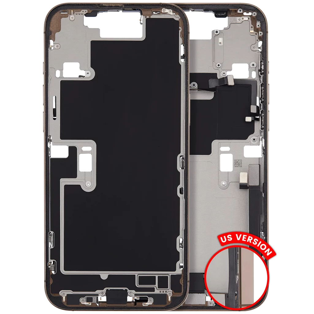Mid-Frame Housing W/ Charging Port Flex & Small Parts For iPhone 16 Pro Max (US Version) (Used OEM Pull: Grade A) (Desert Titanium)