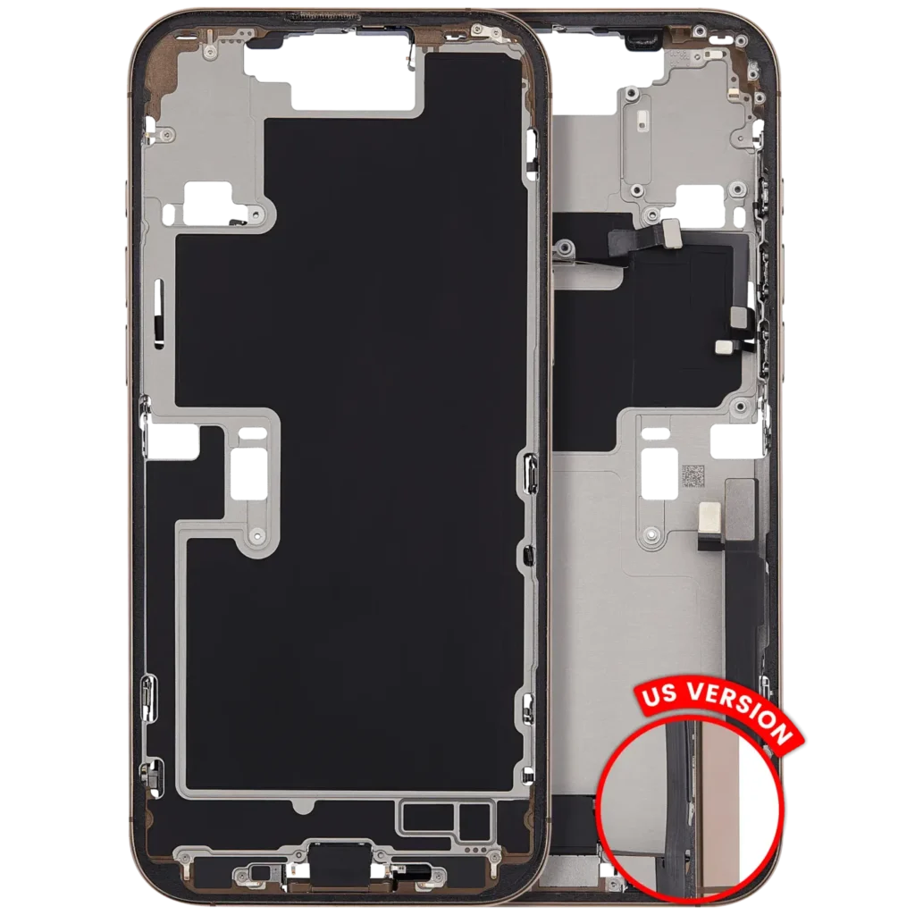 Mid-Frame Housing W/ Charging Port Flex & Small Parts For iPhone 16 Pro Max (US Version) (Used OEM Pull: Grade B) (Desert Titanium)