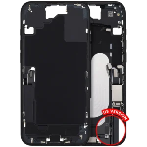 Mid-Frame Housing W/ Charging Port Flex & Small Parts For iPhone 16 Plus (US Version) (Used OEM Pull: Grade C) (Black)