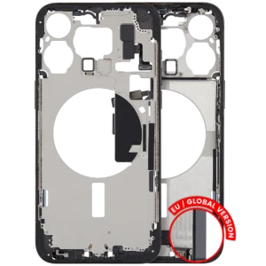 Mid-Frame Housing W/ Charging Port Flex & Small Parts For iPhone 15 Pro Max (EU / Global Version) (Used OEM Pull: Grade B) (Black Titanium)