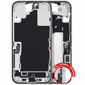 Mid-Frame Housing W/ Charging Port Flex & Small Parts For iPhone 16 (EU / Global Version) (Used OEM Pull: Grade A) (White)