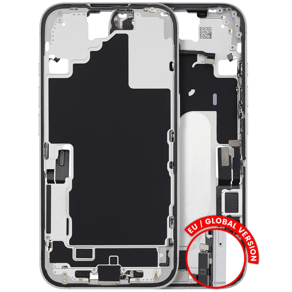 Mid-Frame Housing W/ Charging Port Flex & Small Parts For iPhone 16 (EU / Global Version) (Used OEM Pull: Grade C) (White)