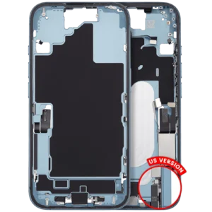 Mid-Frame Housing W/ Charging Port Flex & Small Parts For iPhone 16 (US Version) (Used OEM Pull: Grade C) (Teal)