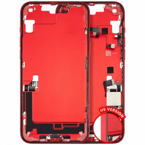Mid-Frame Housing W/ Charging Port Flex & Small Parts For iPhone 14 Plus (US Version) (Used OEM Pull: Grade A) (Red)