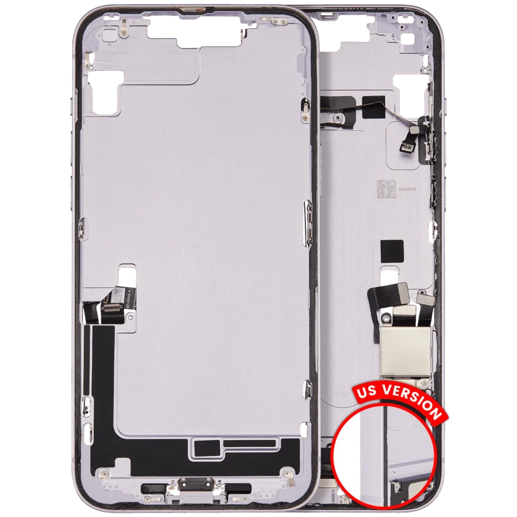 Mid-Frame Housing W/ Charging Port Flex & Small Parts For iPhone 14 Plus (US Version) (Used OEM Pull: Grade B) (Purple)
