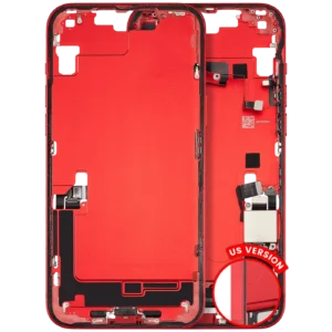Mid-Frame Housing W/ Charging Port Flex & Small Parts For iPhone 14 Plus (US Version) (Used OEM Pull: Grade B) (Red)