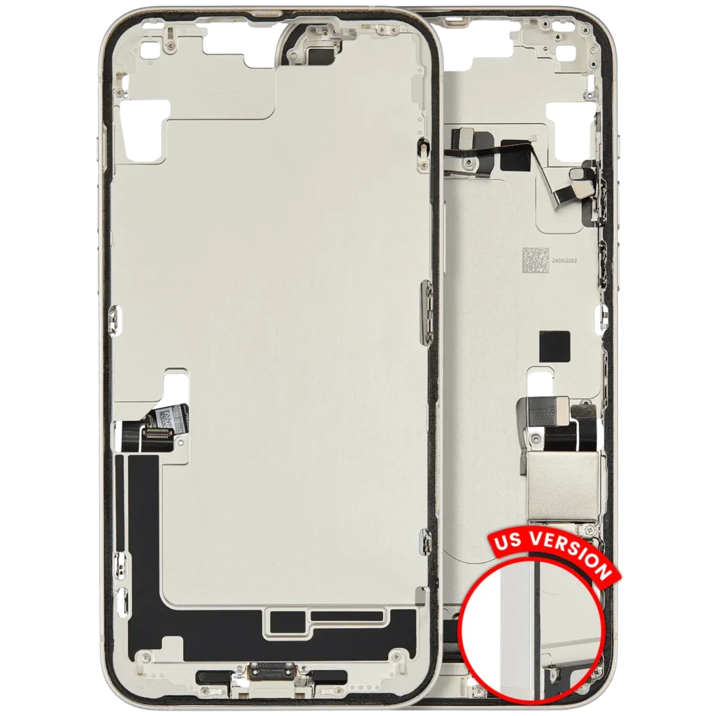 Mid-Frame Housing W/ Charging Port Flex & Small Parts For iPhone 14 Plus (US Version) (Used OEM Pull: Grade C) (Starlight)