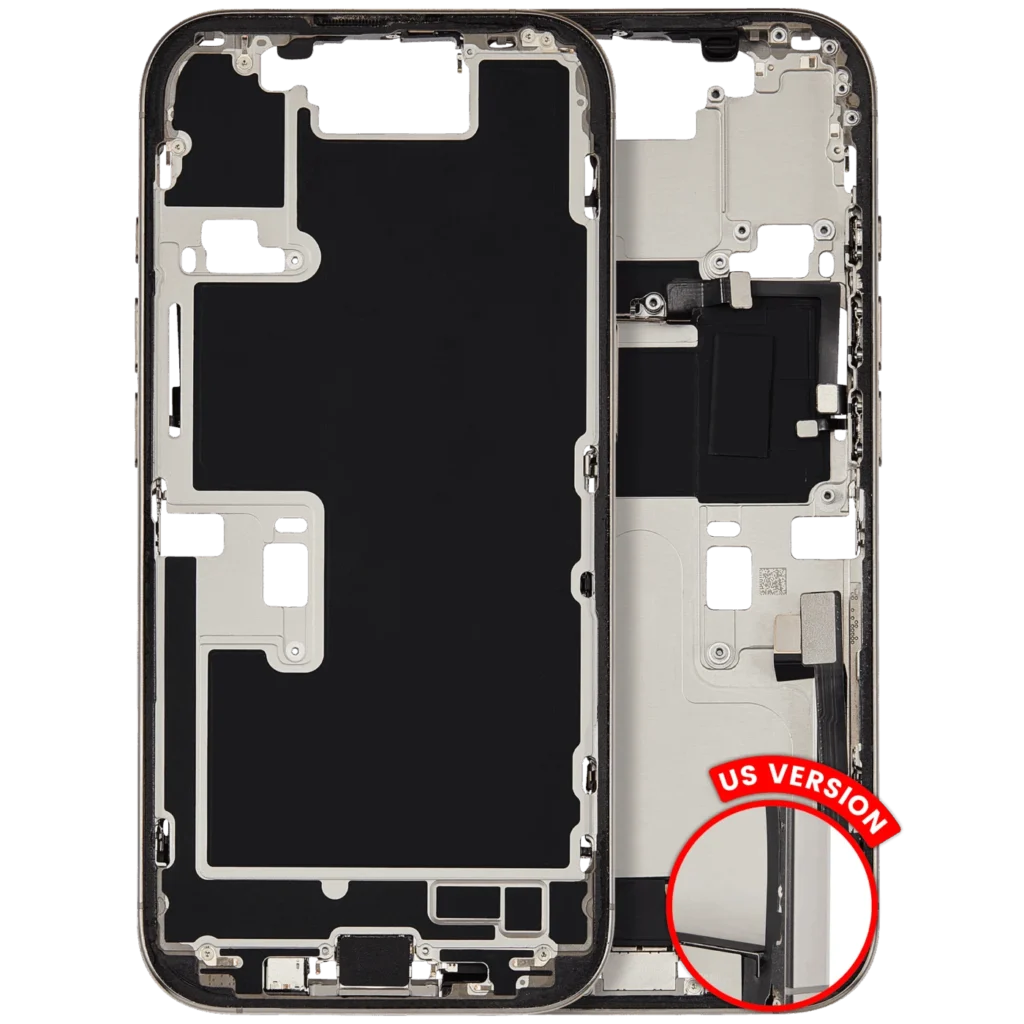 Mid-Frame Housing W/ Charging Port Flex & Small Parts For iPhone 16 Pro (US Version) (Used OEM Pull: Grade A) (Natural Titanium)