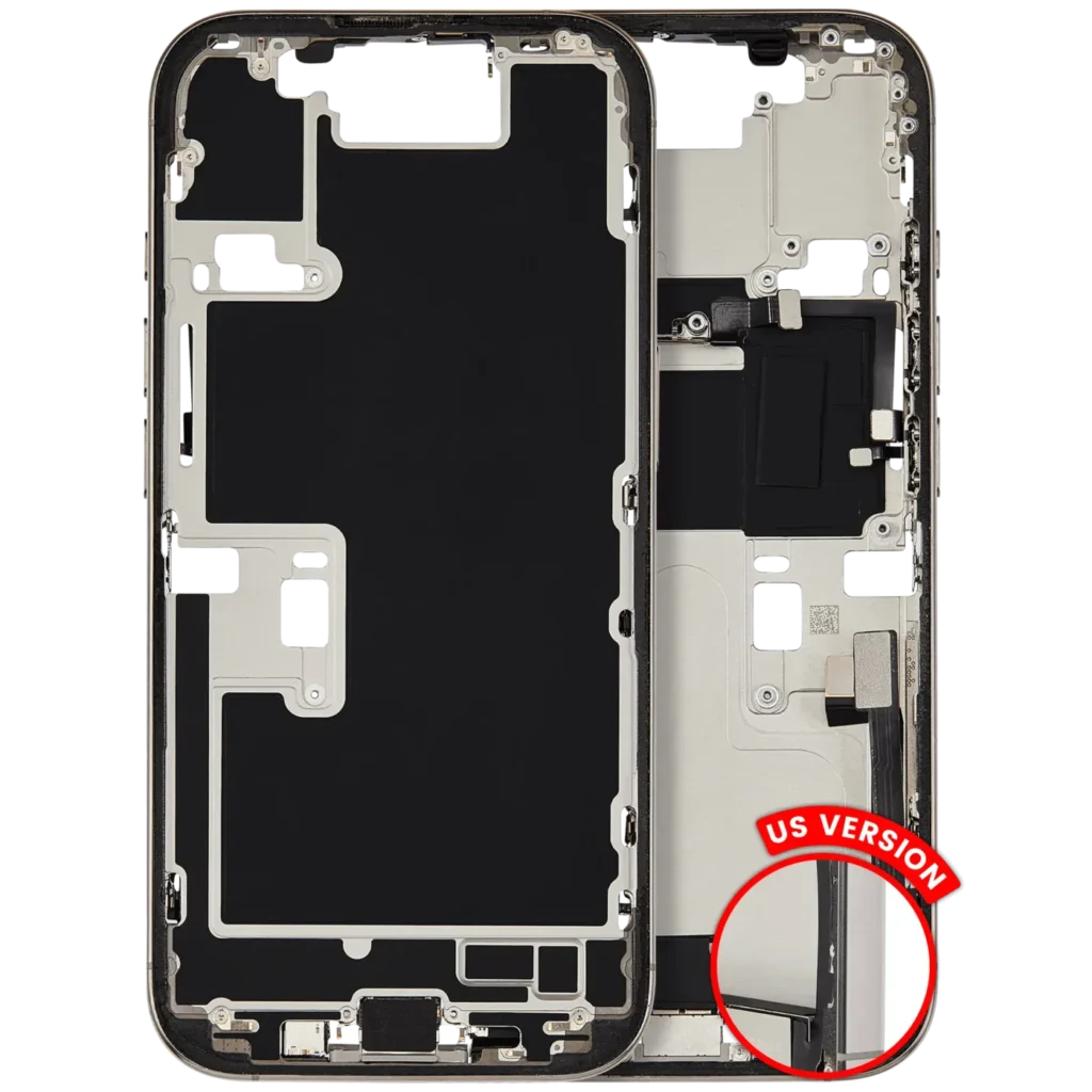 Mid-Frame Housing W/ Charging Port Flex & Small Parts For iPhone 16 Pro (US Version) (Used OEM Pull: Grade B) (Natural Titanium)