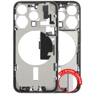 Mid-Frame Housing W/ Charging Port Flex & Small Parts For iPhone 15 Pro (EU / Global Version) (Used OEM Pull: Grade A) (White Titanium)