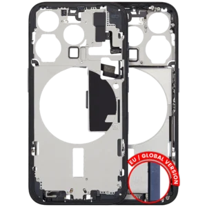 Mid-Frame Housing W/ Charging Port Flex & Small Parts For iPhone 15 Pro (EU / Global Version) (Used OEM Pull: Grade A) (Blue Titanium)
