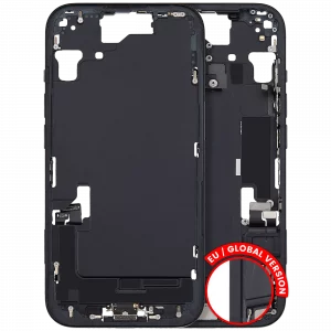 Mid-Frame Housing W/ Charging Port Flex & Small Parts For iPhone 15 (EU / Global Version) (Used OEM Pull: Grade C) (Black)
