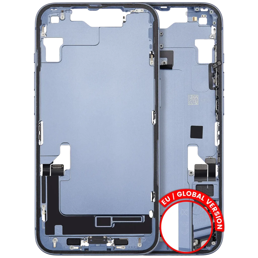 Mid-Frame Housing W/ Charging Port Flex & Small Parts For iPhone 14 (EU / Global Version) (Used OEM Pull: Grade B) (Blue)
