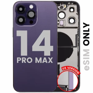 Back Housing W/ Charging Port Flex & Small Parts For iPhone 14 Pro Max (US Version) (Used OEM Pull: Grade C) (Deep Purple)