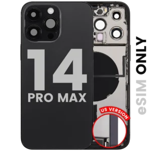 Back Housing W/ Charging Port Flex & Small Parts For iPhone 14 Pro Max (US Version) (Used OEM Pull: Grade B) (Space Black)
