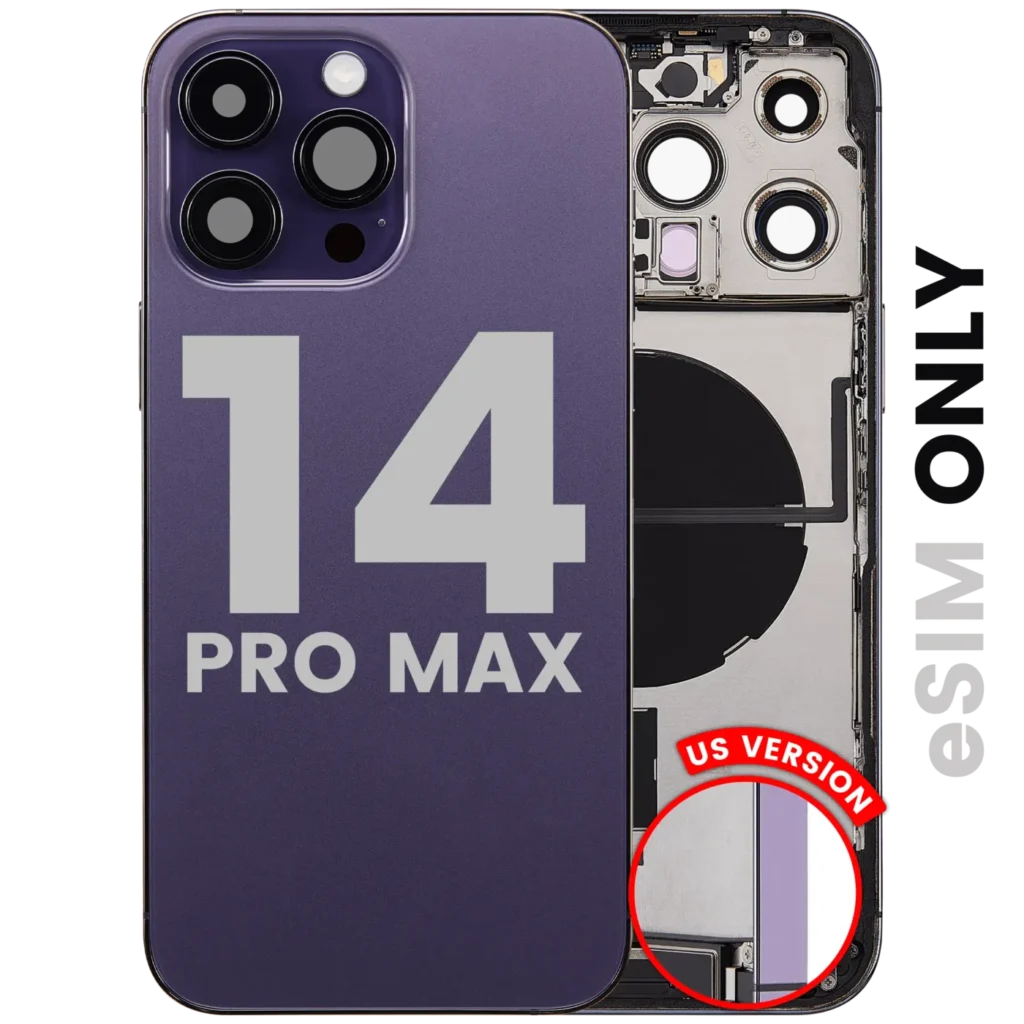 Back Housing W/ Charging Port Flex & Small Parts For iPhone 14 Pro Max (US Version) (Used OEM Pull: Grade A) (Deep Purple)