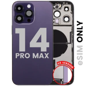 Back Housing W/ Charging Port Flex & Small Parts For iPhone 14 Pro Max (US Version) (Used OEM Pull: Grade A) (Deep Purple)