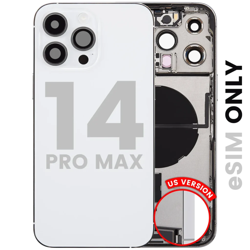 Back Housing W/ Charging Port Flex & Small Parts For iPhone 14 Pro Max (US Version) (Used OEM Pull: Grade A) (Silver)