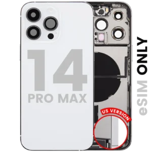 Back Housing W/ Charging Port Flex & Small Parts For iPhone 14 Pro Max (US Version) (Used OEM Pull: Grade A) (Silver)