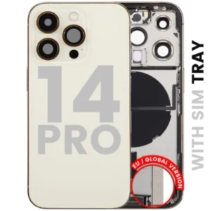 Back Housing W/ Charging Port Flex & Small Parts For iPhone 14 Pro (EU / Global Version) (Used OEM Pull: Grade B) (Gold)