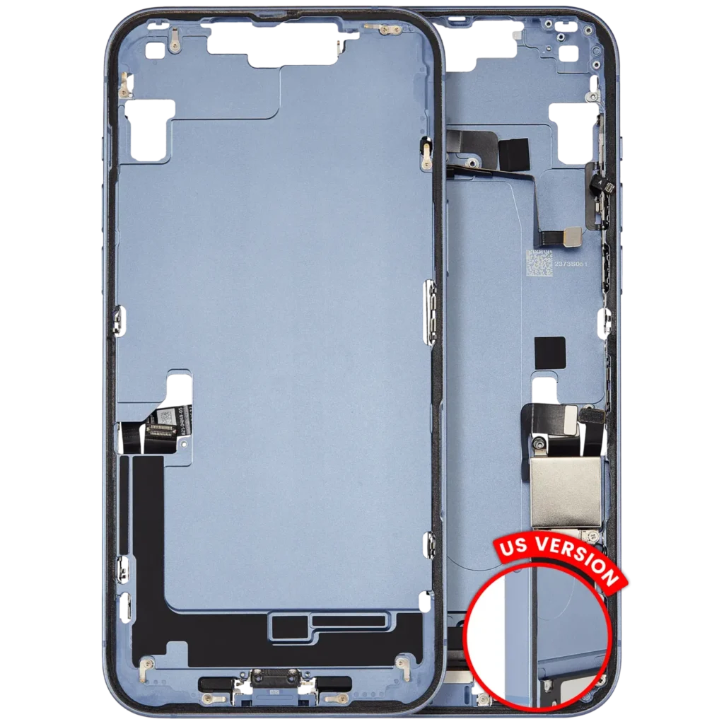 Mid-Frame Housing W/ Charging Port Flex & Small Parts For iPhone 14 Plus (US Version) (Used OEM Pull: Grade B) (Blue)