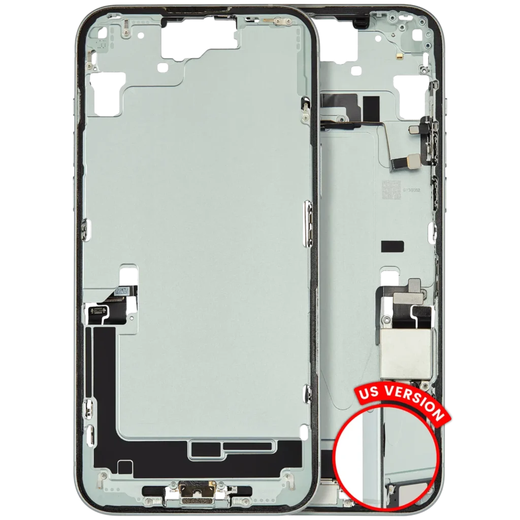 Mid-Frame Housing W/ Charging Port Flex & Small Parts For iPhone 15 Plus (US Version) (Used OEM Pull: Grade A) (Green)