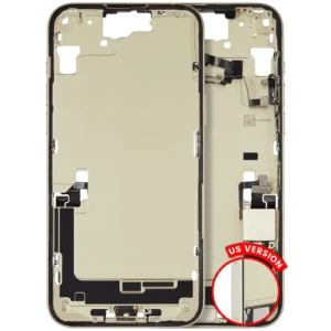 Mid-Frame Housing W/ Charging Port Flex & Small Parts For iPhone 15 Plus (US Version) (Used OEM Pull: Grade A) (Yellow)