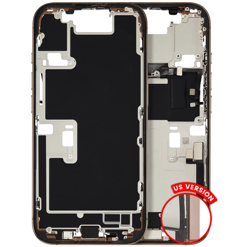 Mid-Frame Housing W/ Charging Port Flex & Small Parts For iPhone 16 Pro (US Version) (Used OEM Pull: Grade B) (Desert Titanium)