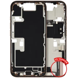 Mid-Frame Housing W/ Charging Port Flex & Small Parts For iPhone 16 Pro (US Version) (Used OEM Pull: Grade B) (Desert Titanium)