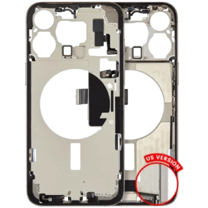 Mid-Frame Housing W/ Charging Port Flex & Small Parts For iPhone 15 Pro Max (US Version) (Used OEM Pull: Grade C) (Natural Titanium)