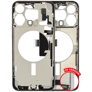 Mid-Frame Housing W/ Charging Port Flex & Small Parts For iPhone 15 Pro Max (US Version) (Used OEM Pull: Grade B) (White Titanium)