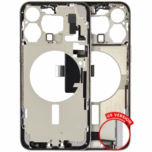Mid-Frame Housing W/ Charging Port Flex & Small Parts For iPhone 15 Pro Max (US Version) (Used OEM Pull: Grade A) (White Titanium)