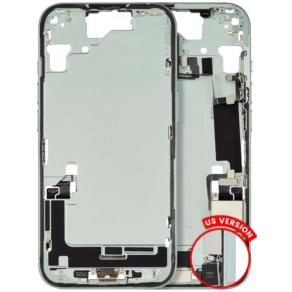 Mid-Frame Housing W/ Charging Port Flex & Small Parts For iPhone 15 (US Version) (Used OEM Pull: Grade C) (Green)
