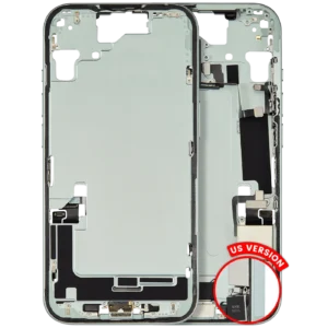 Mid-Frame Housing W/ Charging Port Flex & Small Parts For iPhone 15 (US Version) (Used OEM Pull: Grade C) (Green)