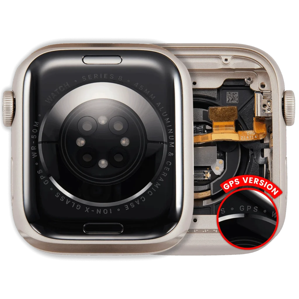 Housing Assembly Compatible For Watch Series 8 (45MM) (Used OEM Pull: Grade A) (GPS Version) (Aluminum / Starlight)