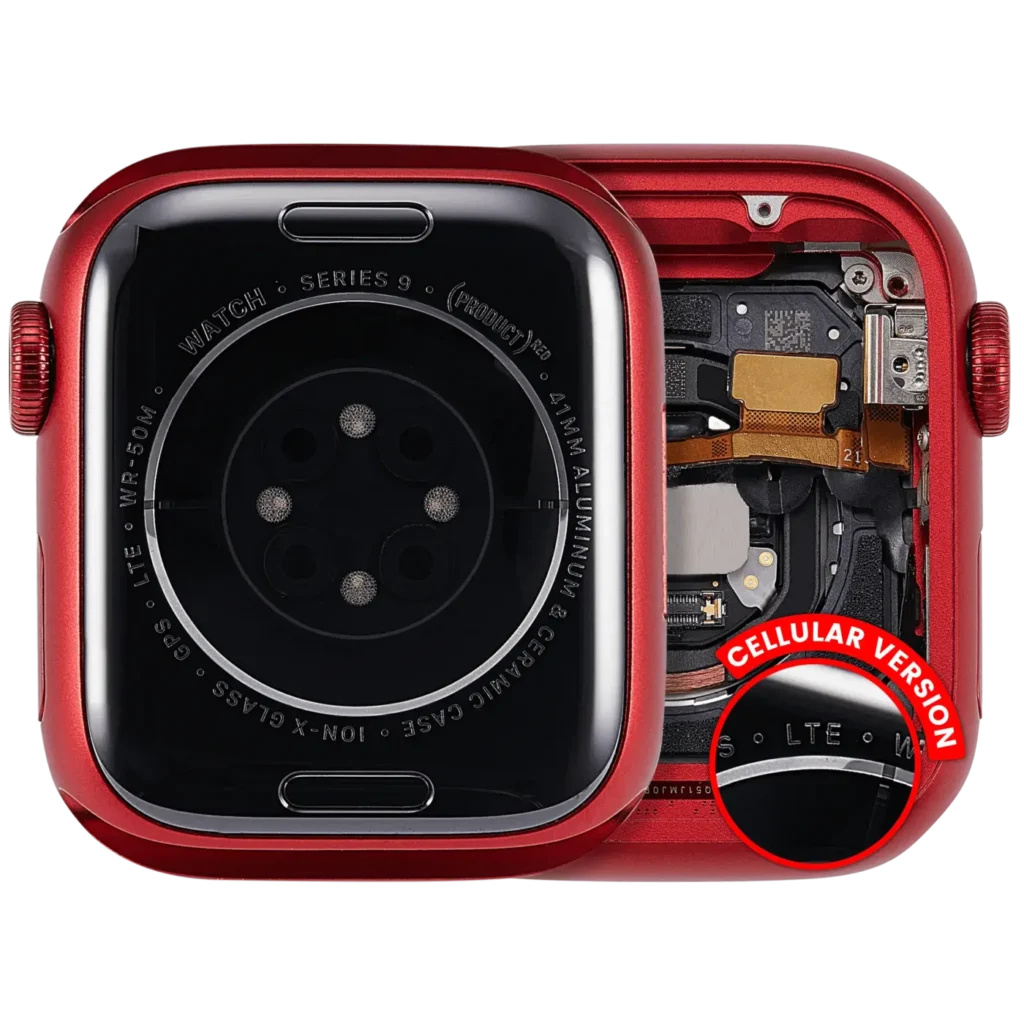 Housing Assembly Compatible For Watch Series 9 (41MM) (Used OEM Pull: Grade A) (Cellular Version) (Aluminum / Red)