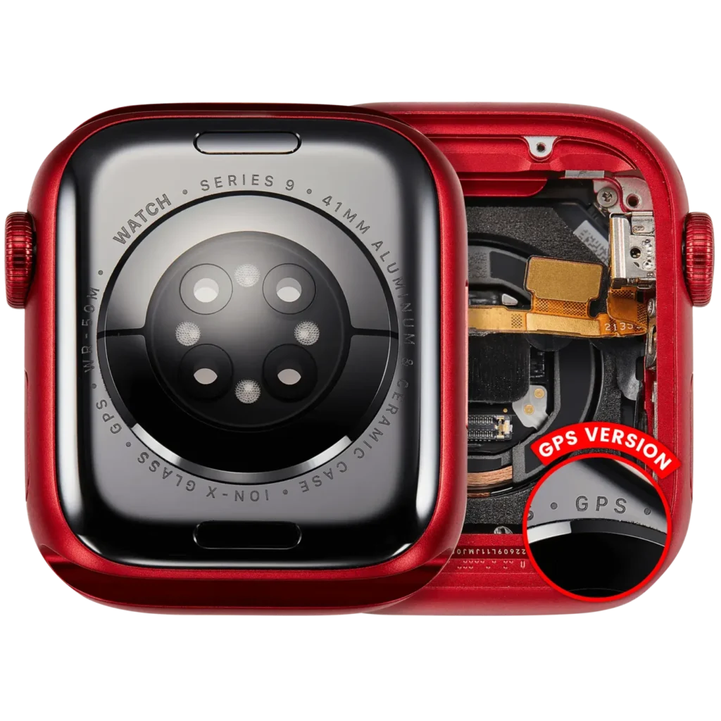 Housing Assembly Compatible For Watch Series 9 (41MM) (Used OEM Pull: Grade A) (GPS Version) (Aluminum / Red)