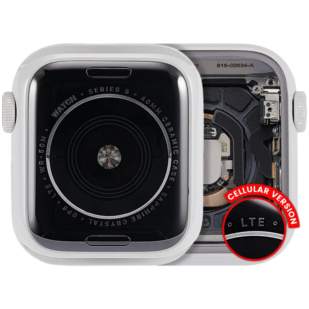 Housing Assembly Compatible For Watch Series 5 (40MM) (Used OEM Pull: Grade A) (Cellular Version) (Aluminum / Silver)
