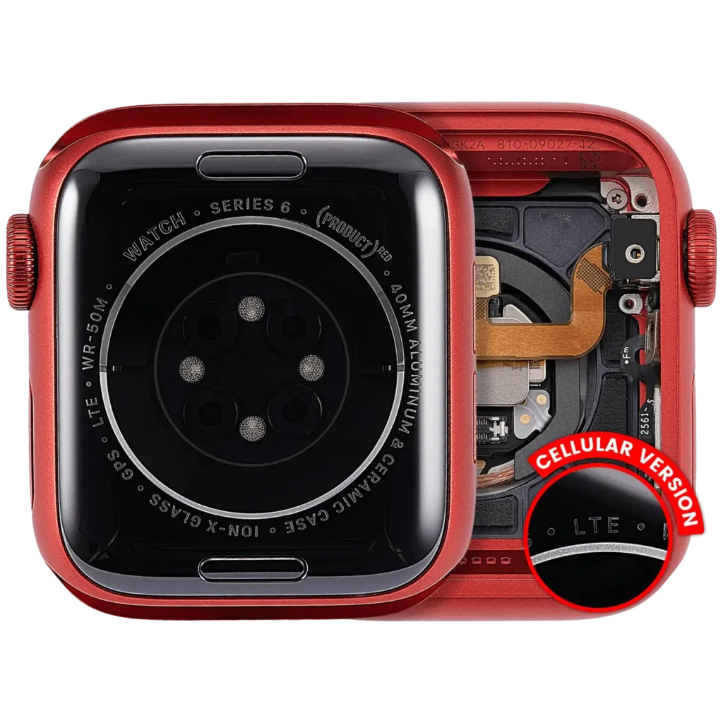 Housing Assembly Compatible For Watch Series 6 (40MM) (Used OEM Pull: Grade A) (Cellular Version) (Aluminum / Red)