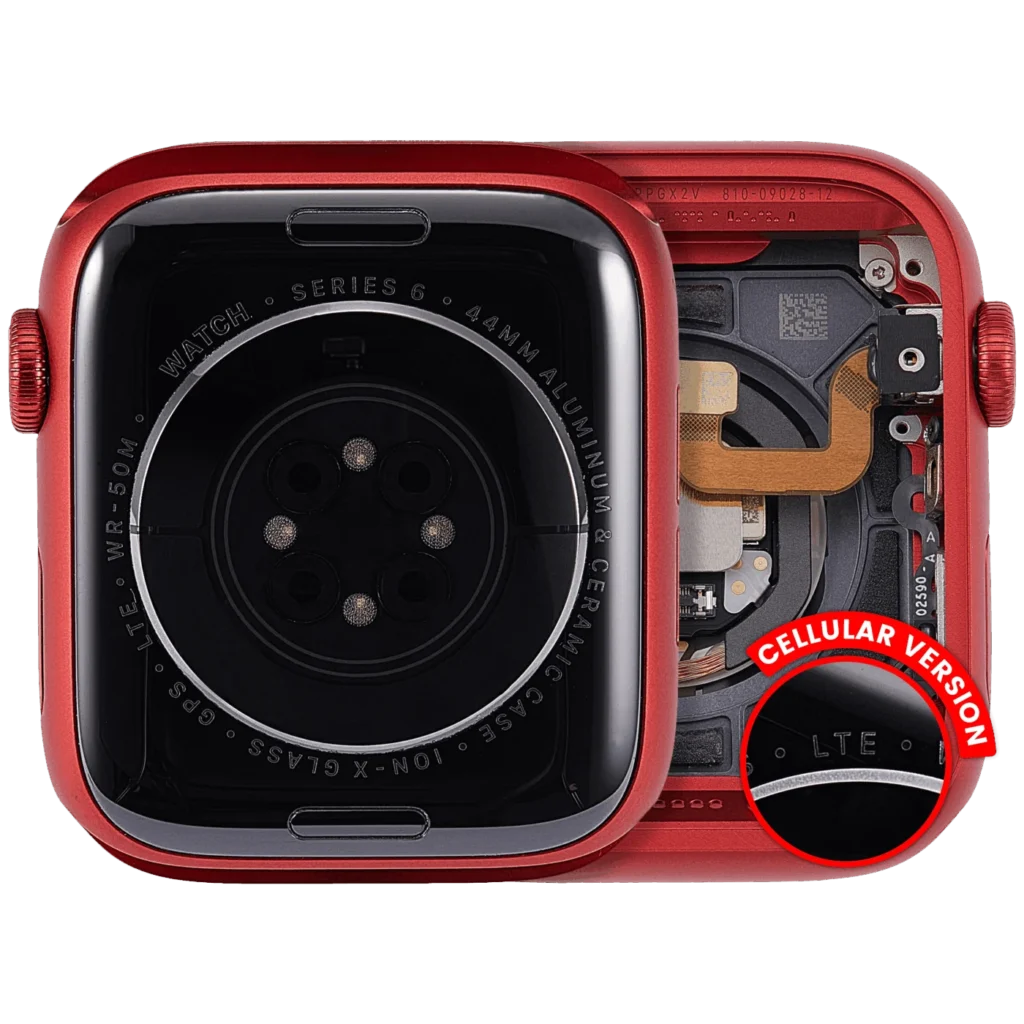 Housing Assembly Compatible For Watch Series 6 (44MM) (Used OEM Pull: Grade A) (Cellular Version) (Aluminum / Red)